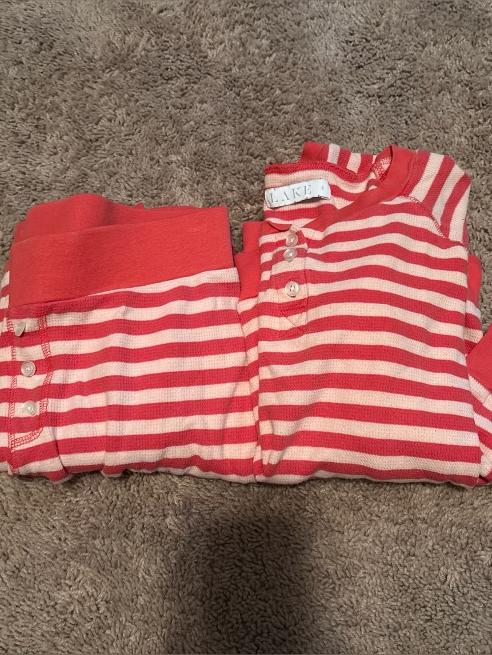 LAKE pajamas size small thermal pajama set jogger style bottoms stripes